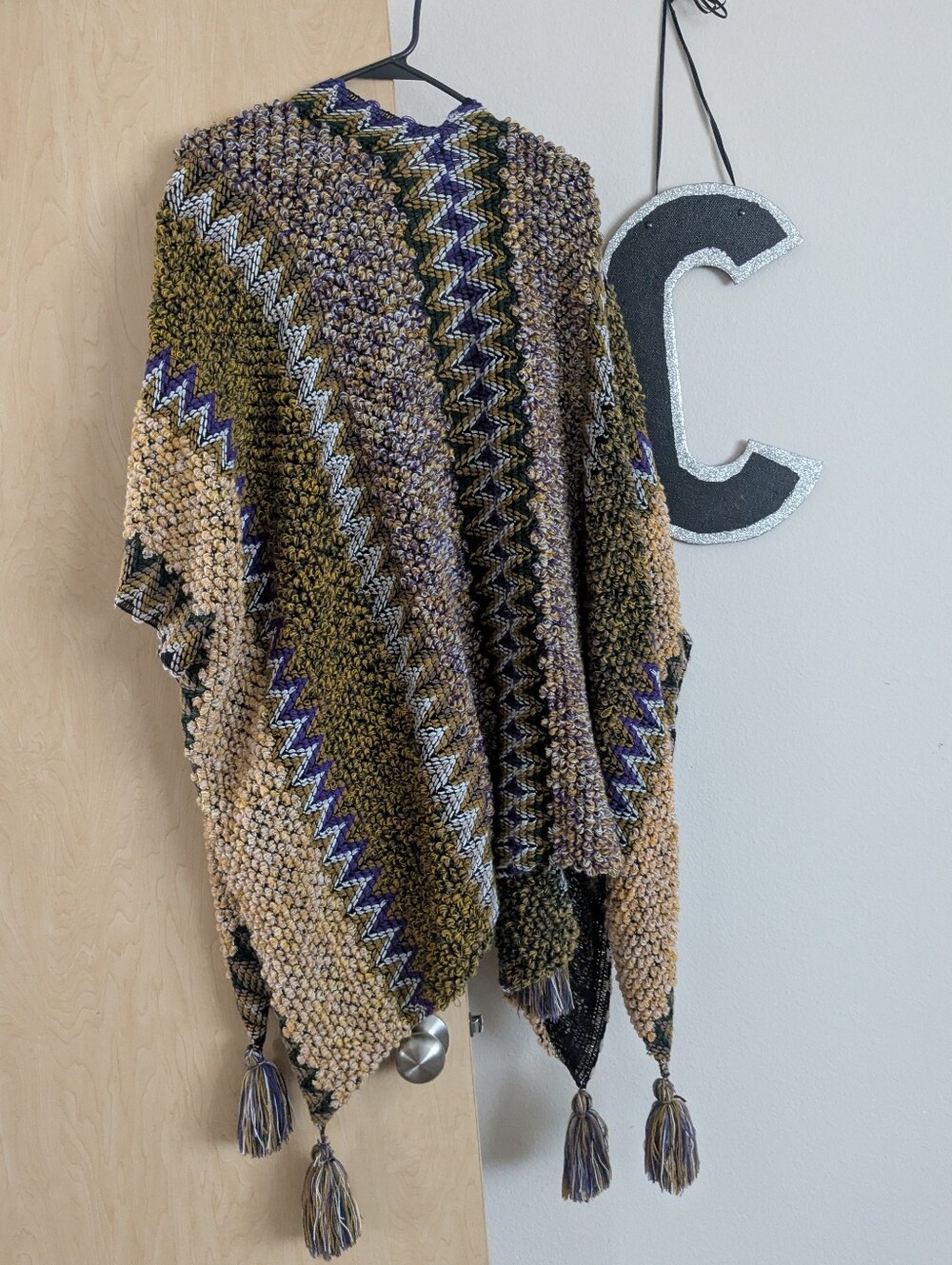 Three Bird Nest Desert Dreams Tassled Crochet Ruana Shawl